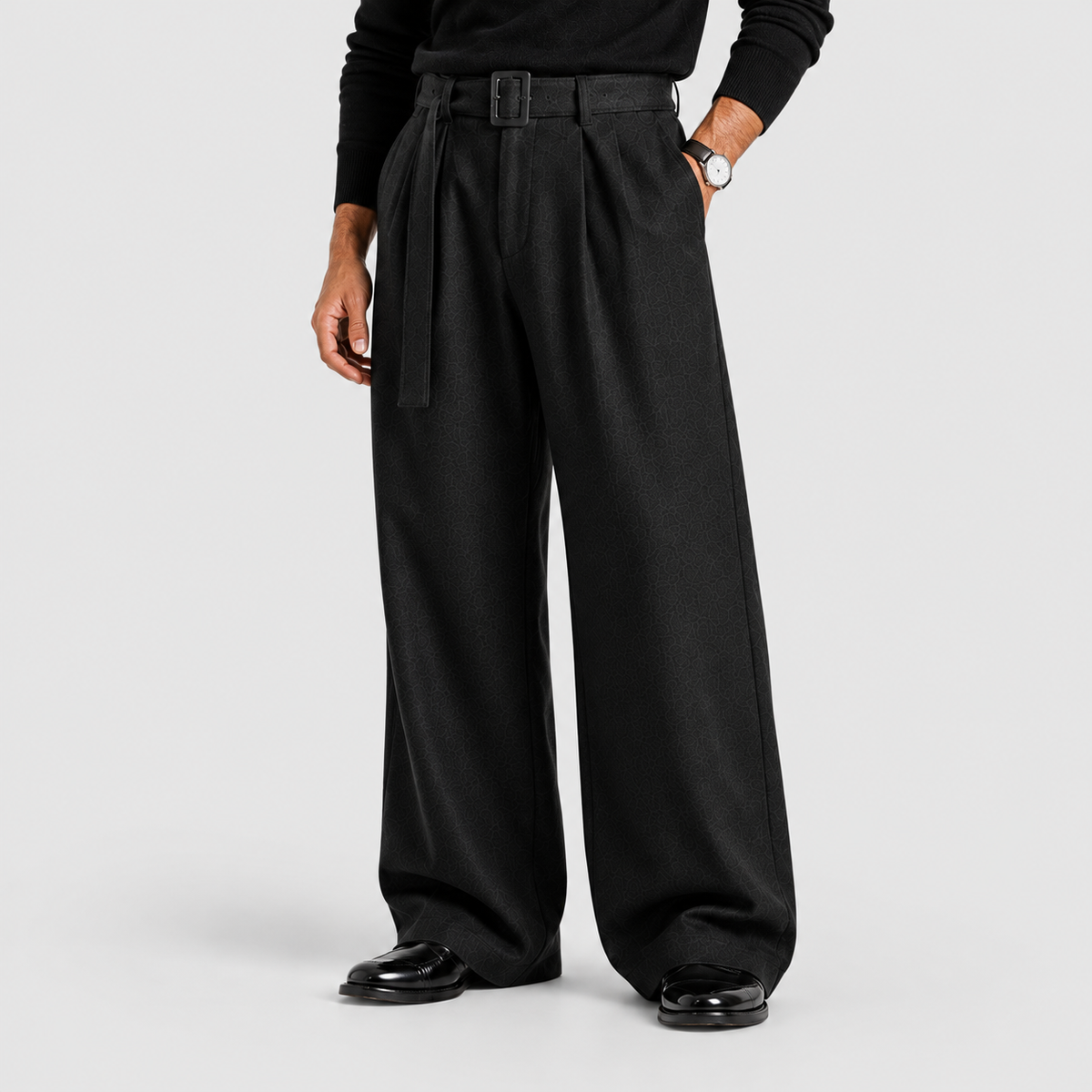 Men's Straight-Leg Pleated Tailored Trousers — view 2