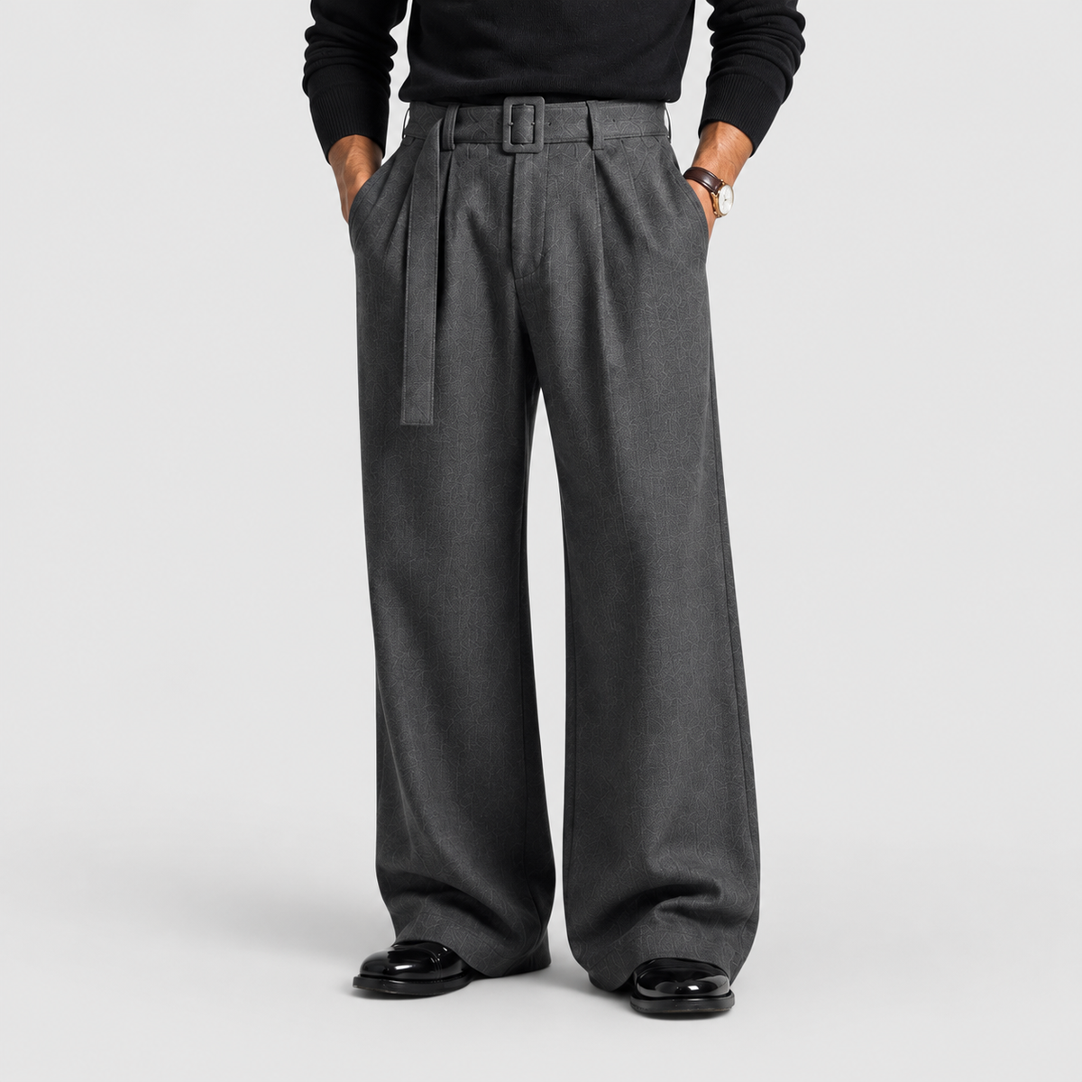 Men's Straight-Leg Pleated Tailored Trousers — view 6