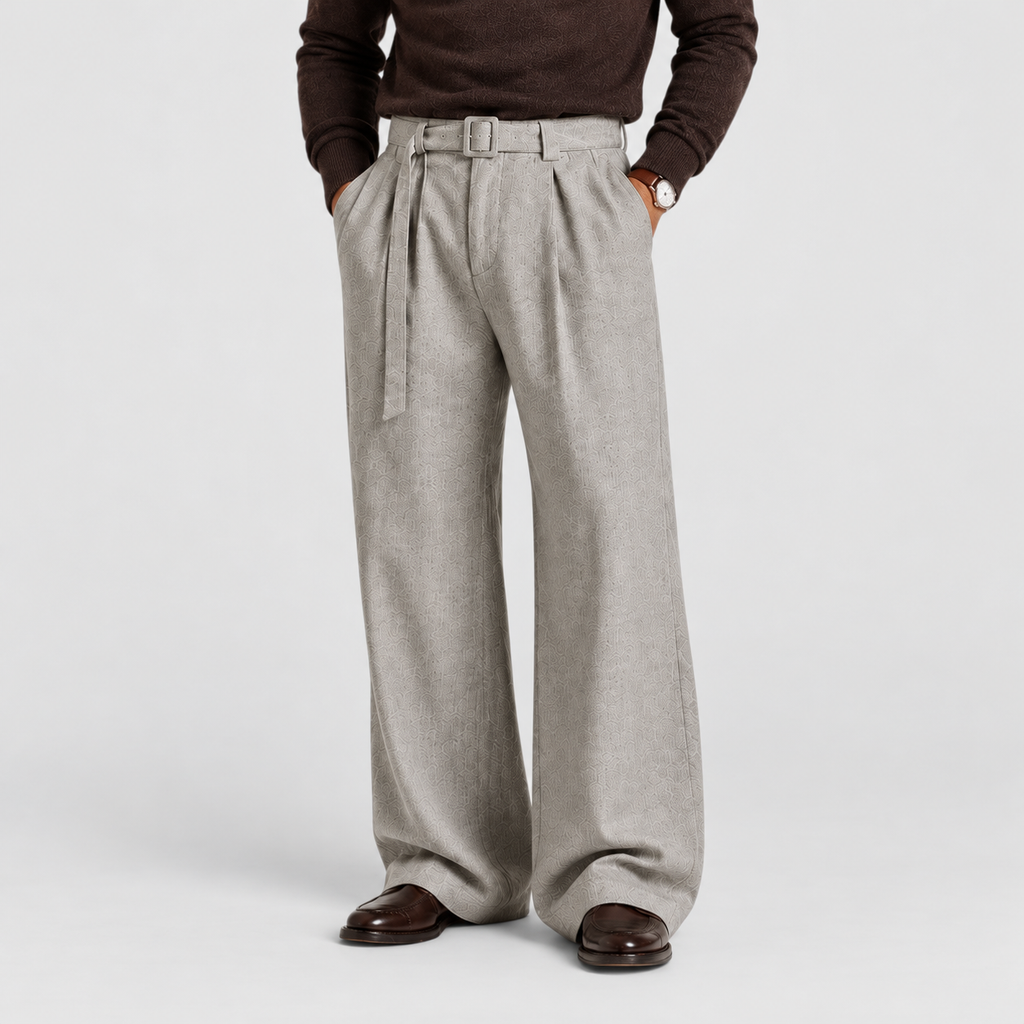 Men's Straight-Leg Pleated Tailored Trousers — view 10