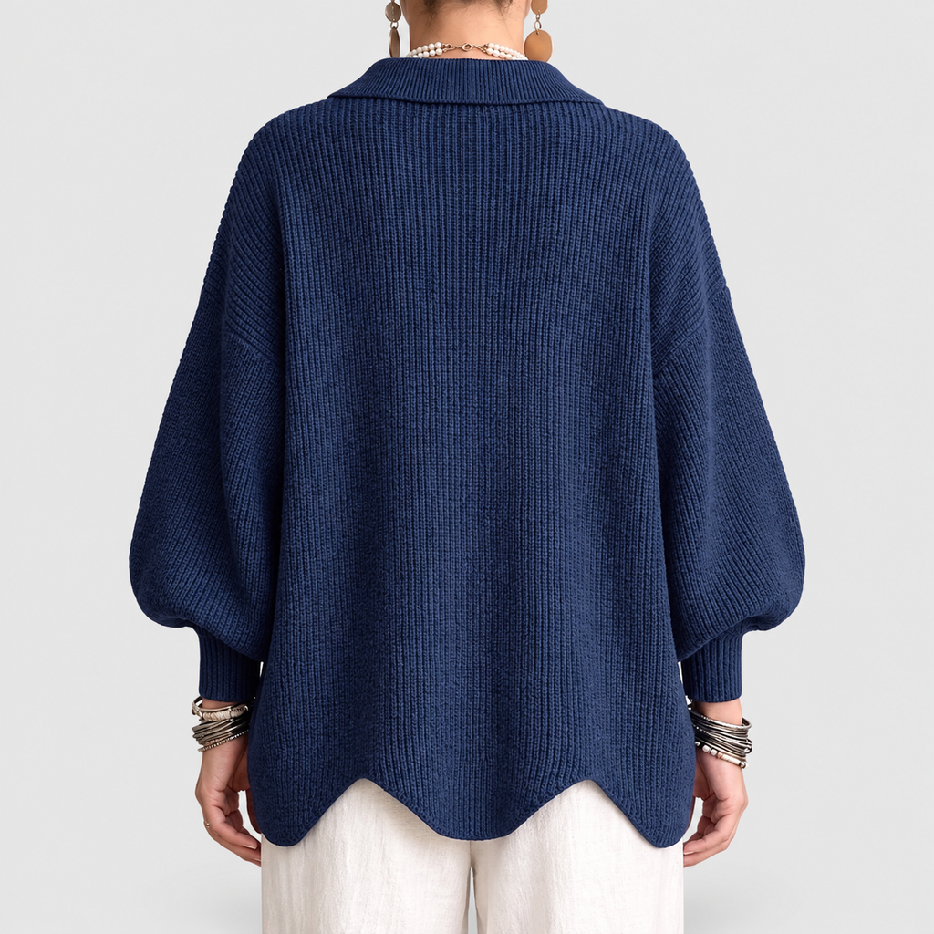 Women's Oversized Collared Cardigan with Gold-Tone Buttons — view 7