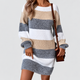 Ailsa | Women's Oversized Colour-Block Knit Jumper Dress with Puff Sleeves