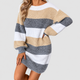 Ailsa | Women's Oversized Colour-Block Knit Jumper Dress with Puff Sleeves