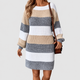Ailsa | Women's Oversized Colour-Block Knit Jumper Dress with Puff Sleeves