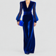 Alberta-May | Women's Elegant Velvet Jumpsuit with Mesh Sleeves