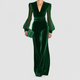 Alberta-May | Women's Elegant Velvet Jumpsuit with Mesh Sleeves