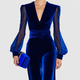 Alberta-May | Women's Elegant Velvet Jumpsuit with Mesh Sleeves