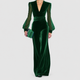 Alberta-May | Women's Elegant Velvet Jumpsuit with Mesh Sleeves