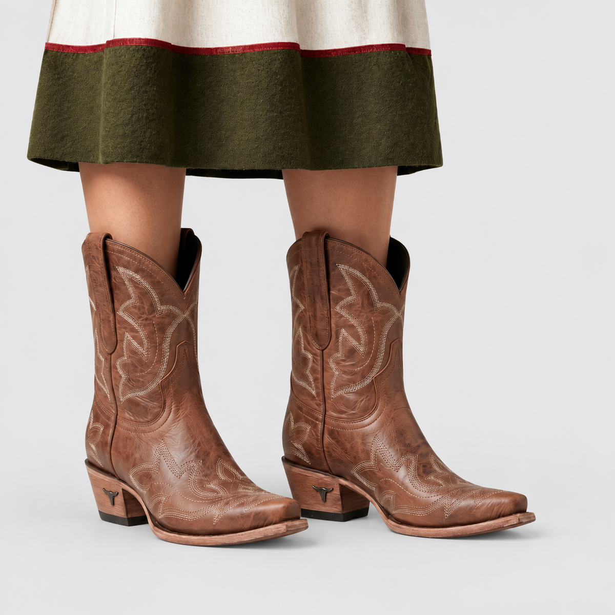 Women's Embroidered Western Boots with Pointed Toe in Brown — view 6