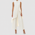 Women's High-Neck Top and Wide-Leg Trouser Set in White — view 1