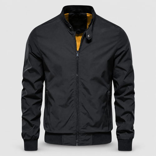 Men's Zip-Up Bomber Jacket in Black — view 1