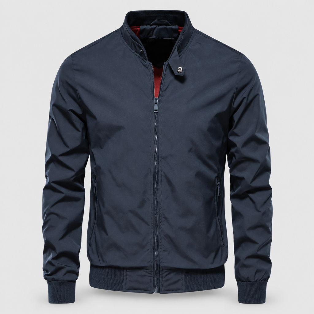 Men's Zip-Up Bomber Jacket in Navy — view 2