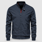 Men's Zip-Up Bomber Jacket in Navy — view 2