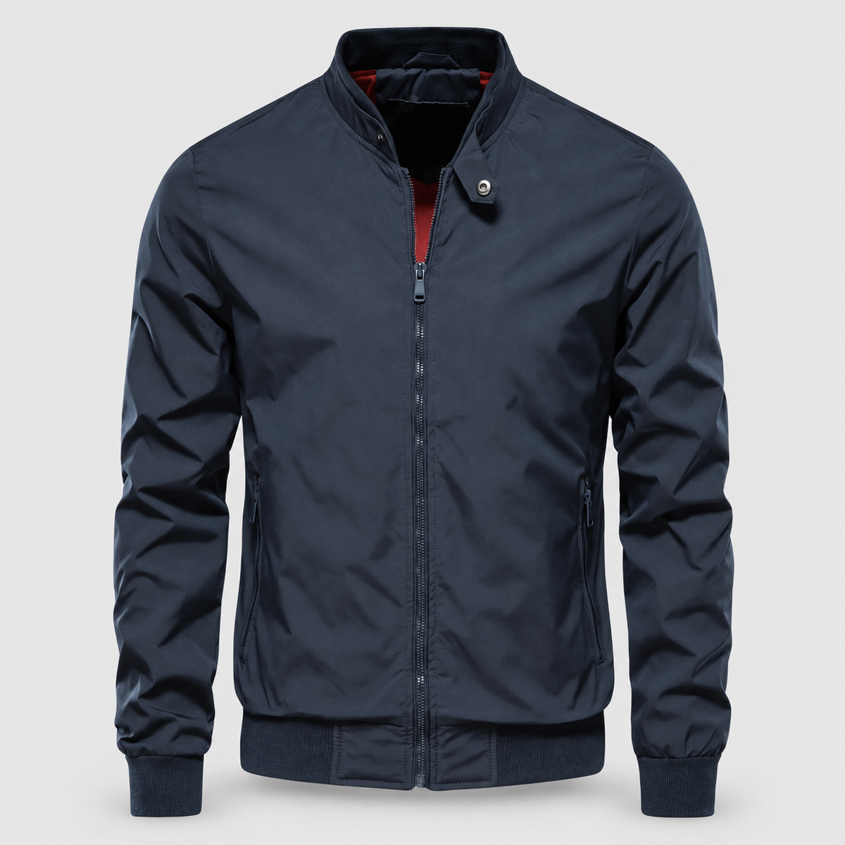Men's Zip-Up Bomber Jacket in Navy — view 2