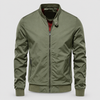 Men's Zip-Up Bomber Jacket in Green — view 3