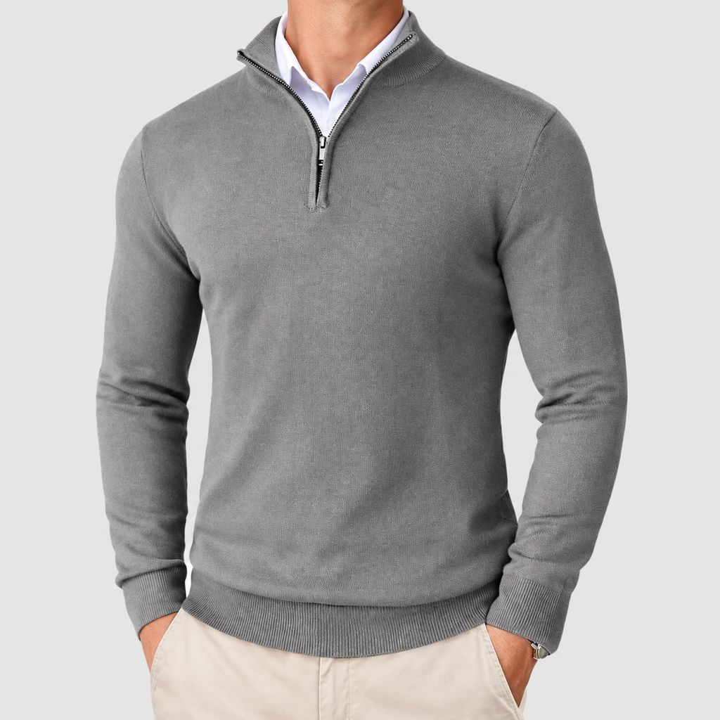 Men's Classic Half-Zip Jumper in Silver — view 7