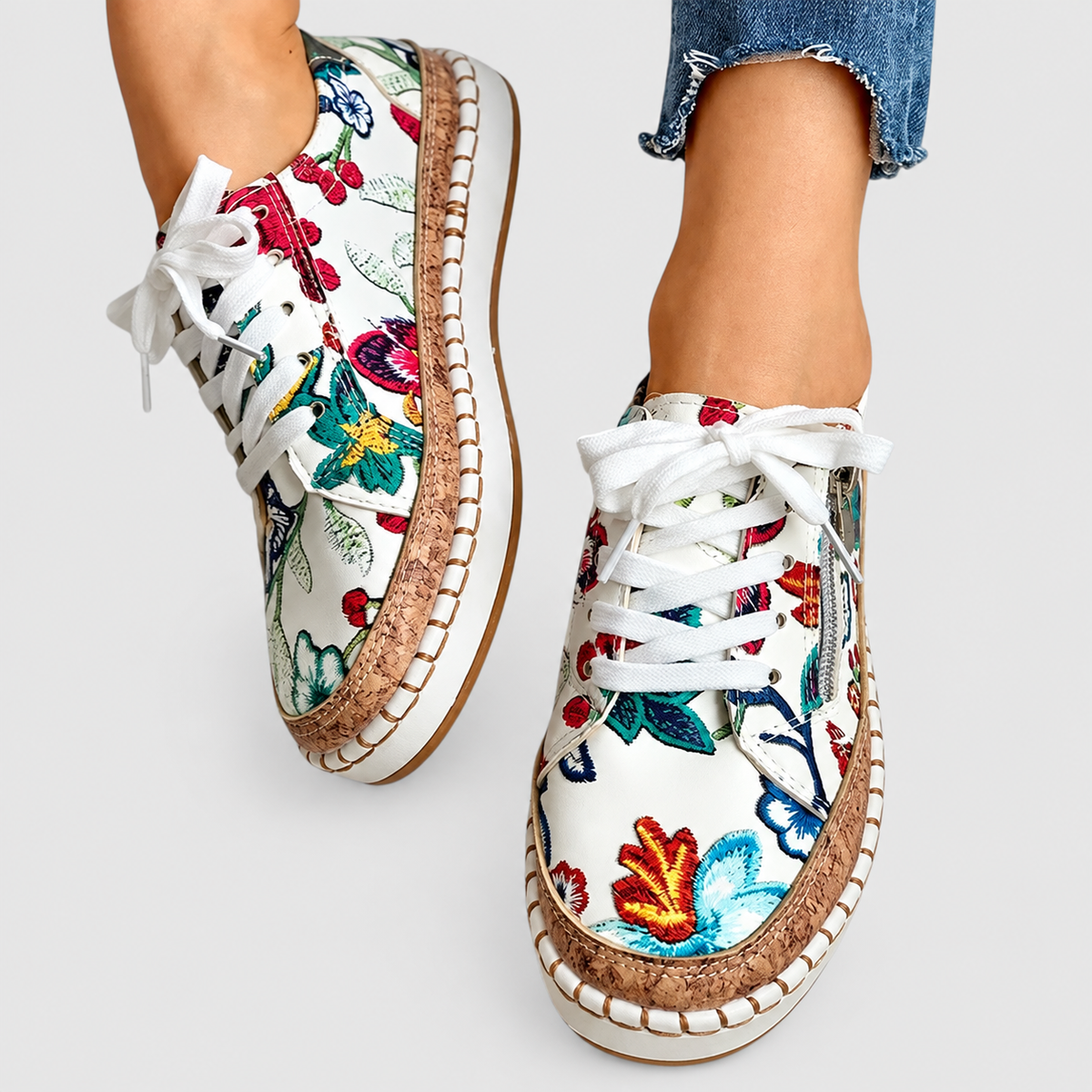 Women's Floral Lace-Up Shoes — view 3