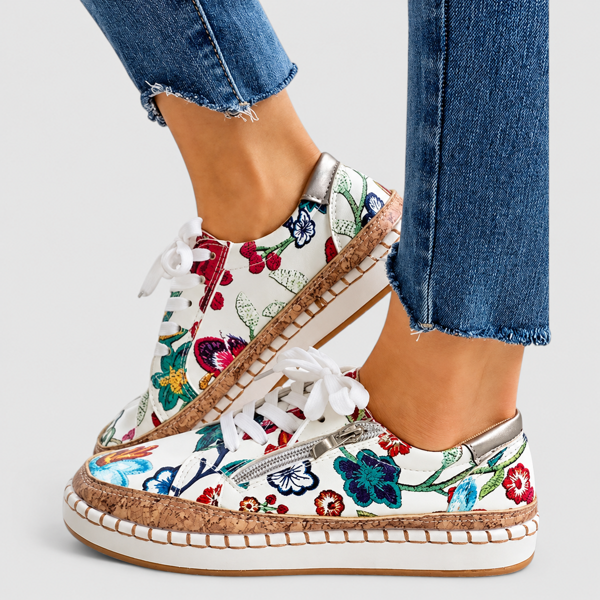 Women's Floral Lace-Up Shoes in Bella Flora — view 5