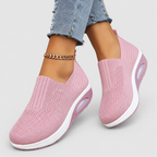 Women's Knit Slip-On Shoes with Chunky Sole in Pink — view 6