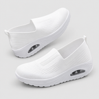 Women's Knit Slip-On Shoes with Chunky Sole in White — view 10