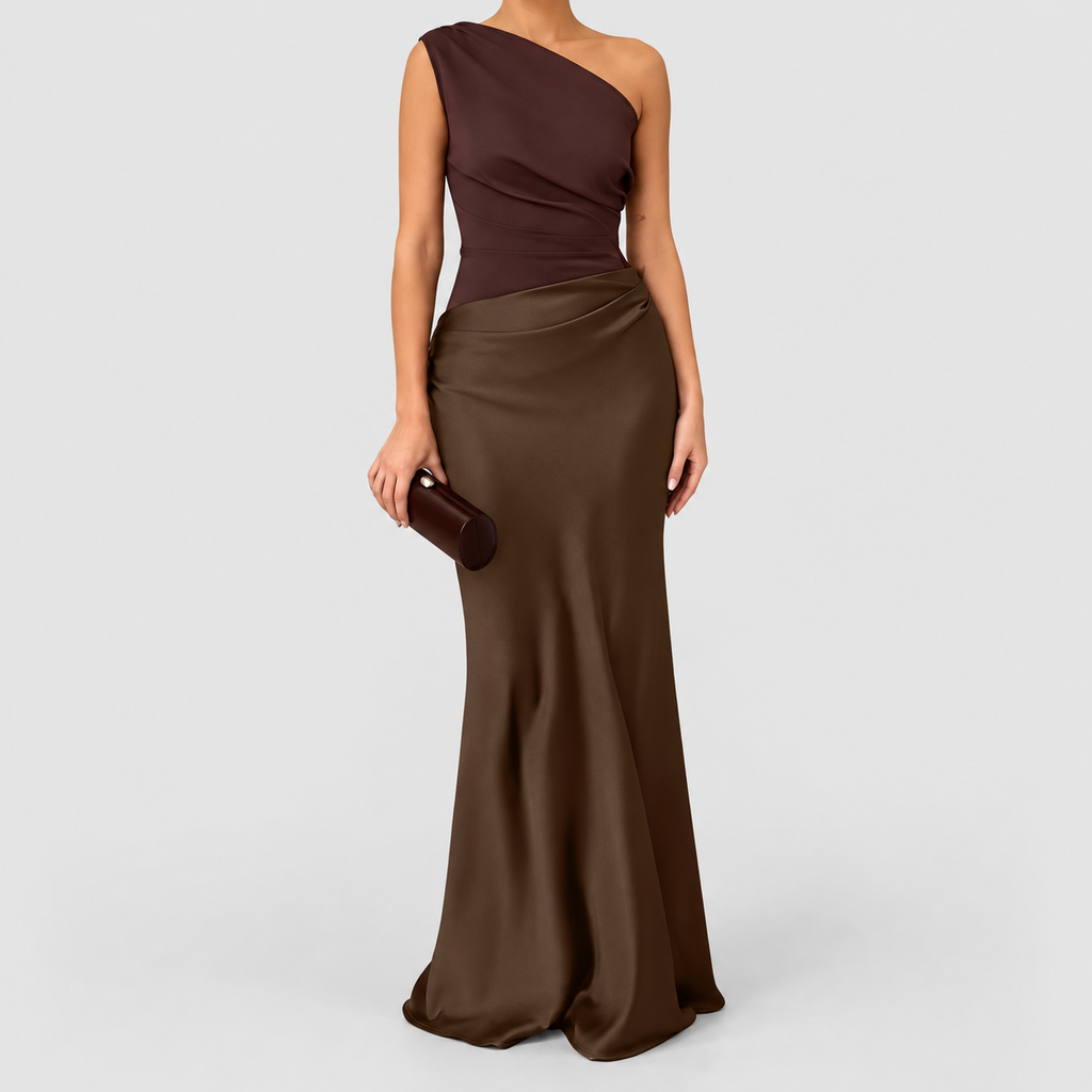 Women's One-Shoulder Draped Party Maxi Dress — view 4