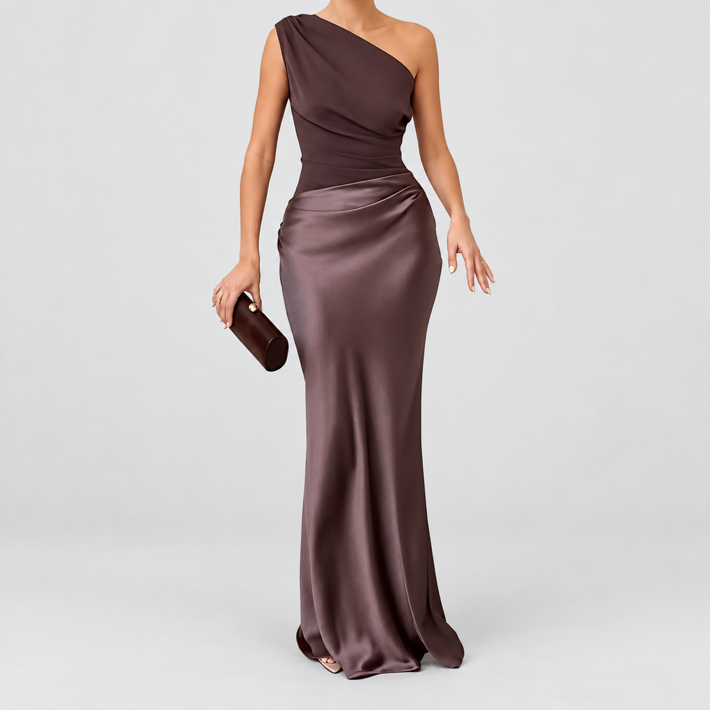 Women's One-Shoulder Draped Party Maxi Dress — view 5