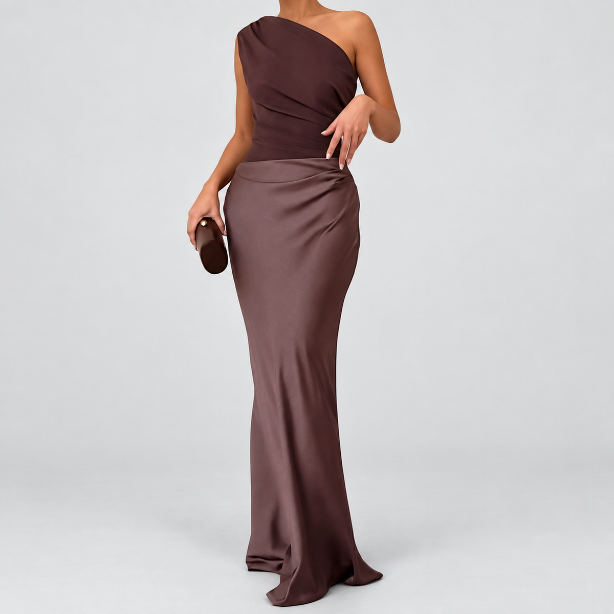 Women's One-Shoulder Draped Party Maxi Dress — view 6