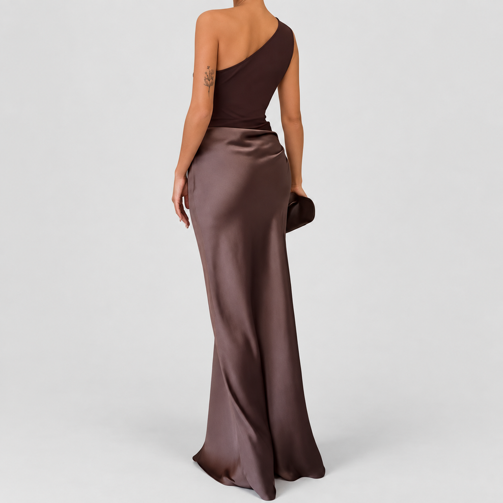 Women's One-Shoulder Draped Party Maxi Dress — view 7