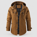 Men's Hooded Fleece-Lined Jacket in Brown — view 1