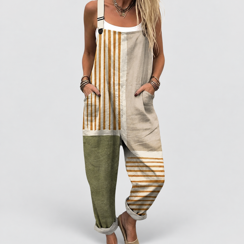 Women's Printed Dungarees with Relaxed Fit — view 1