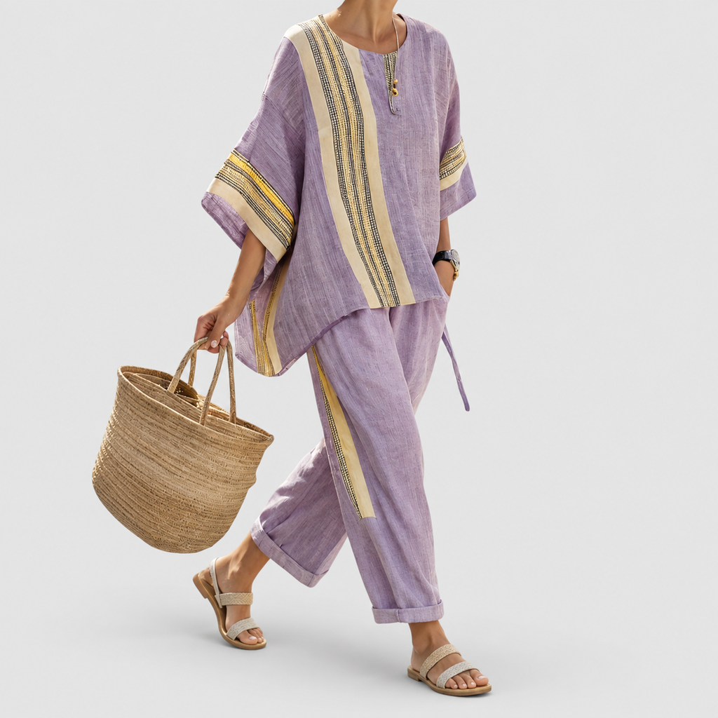 Women's Striped Top and Cropped Trouser Set — view 2