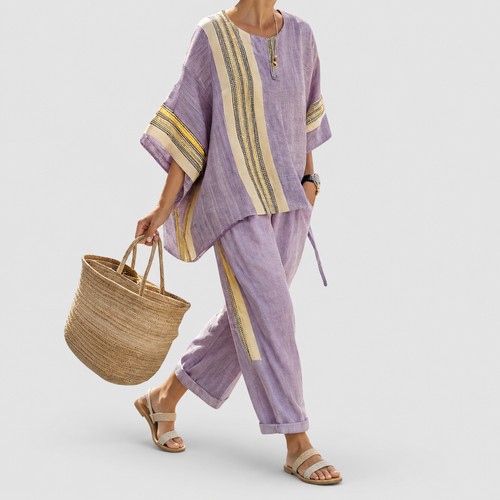 Women's Striped Top and Cropped Trouser Set — view 2