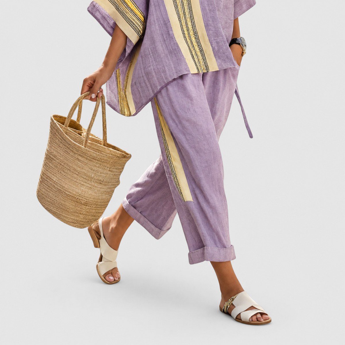Women's Striped Top and Cropped Trouser Set — view 3