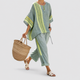 Angelica | Women's Striped Top and Cropped Trouser Set