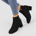 Women's Suede-Look Side-Zip Ankle Boots in Black — view 1