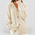 Women's Cable-Knit Button-Front Cardigan in Beige — view 1