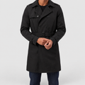 Men's Double-Breasted Mid-Length Trench Coat in Black — view 1