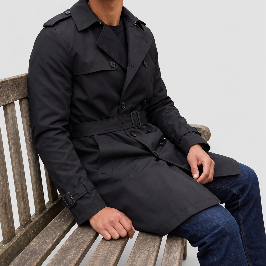 Men's Double-Breasted Mid-Length Trench Coat — view 2