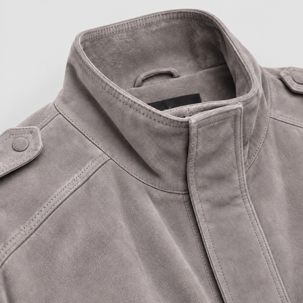Women's Grey Suede-Look Cropped Bomber Jacket with Utility Pockets — view 4