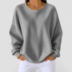 Women's Textured Waffle Knit Jumper in Grey — view 3