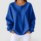 Women's Textured Waffle Knit Jumper in Blue — view 5