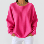 Women's Textured Waffle Knit Jumper in Dark Pink — view 9