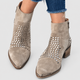 Aveline | Women's Taupe Studded Faux Suede Pointed-Toe Block-Heel Ankle Boots
