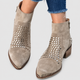 Aveline | Women's Taupe Studded Faux Suede Pointed-Toe Block-Heel Ankle Boots