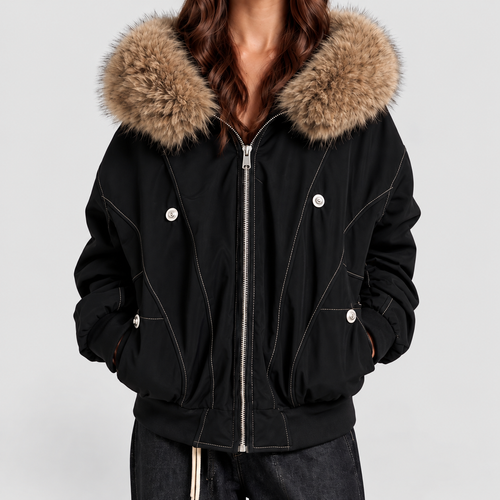 Women's Plush-Lined Hooded Bomber Jacket — view 2