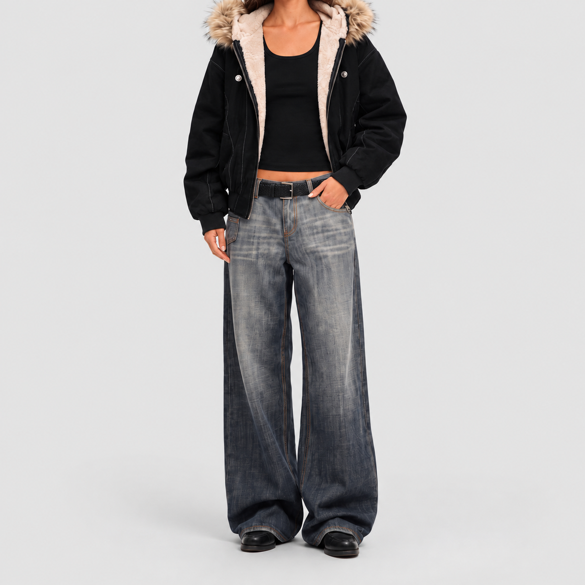 Women's Plush-Lined Hooded Bomber Jacket — view 3