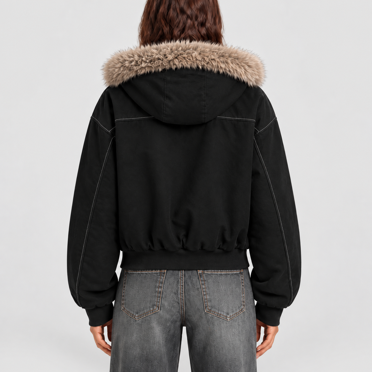 Women's Plush-Lined Hooded Bomber Jacket — view 5
