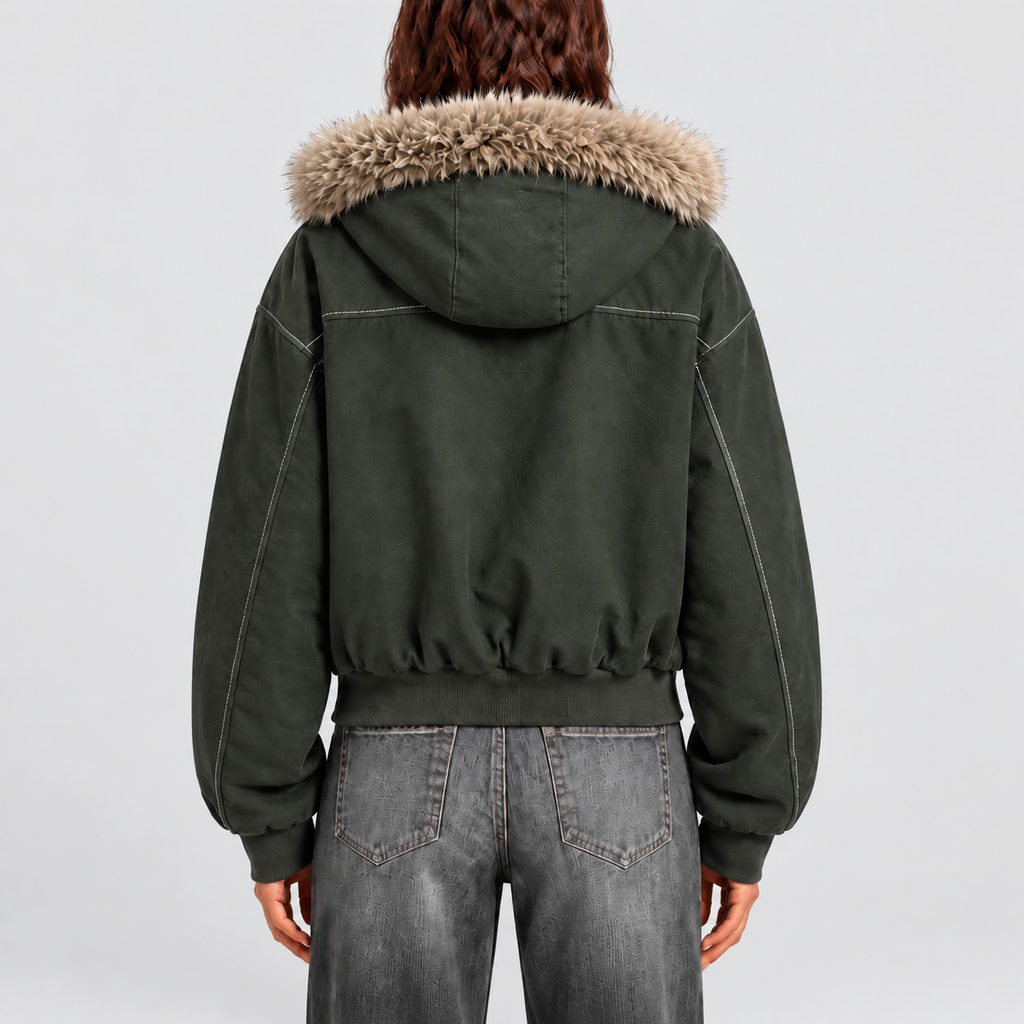 Women's Plush-Lined Hooded Bomber Jacket — view 10