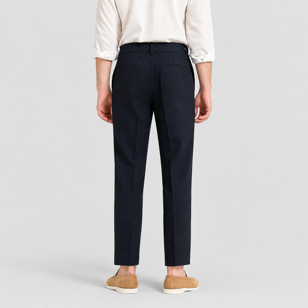 Men's Pleated Tailored Trousers with Turn-Up Hems — view 2