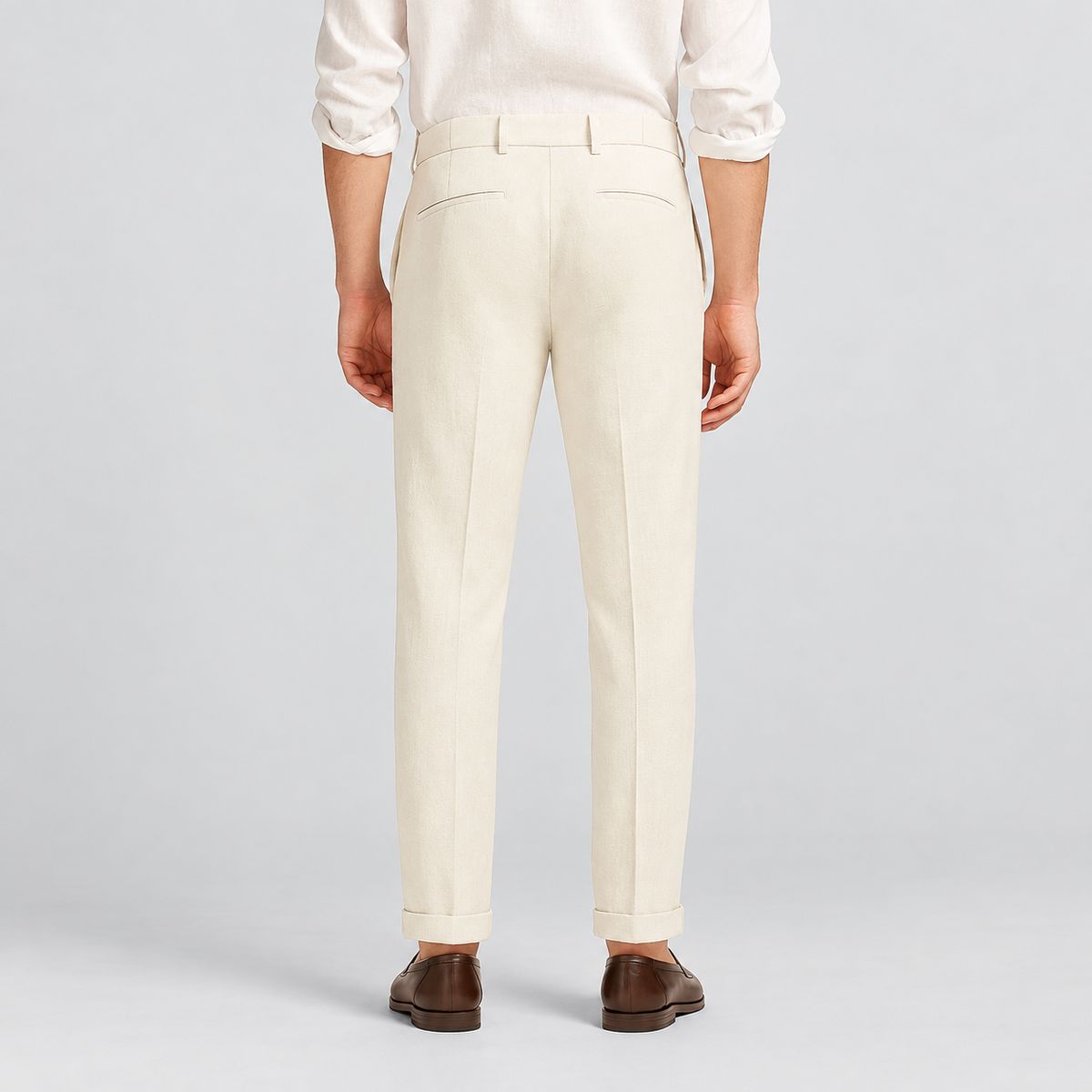 Men's Pleated Tailored Trousers with Turn-Up Hems — view 6