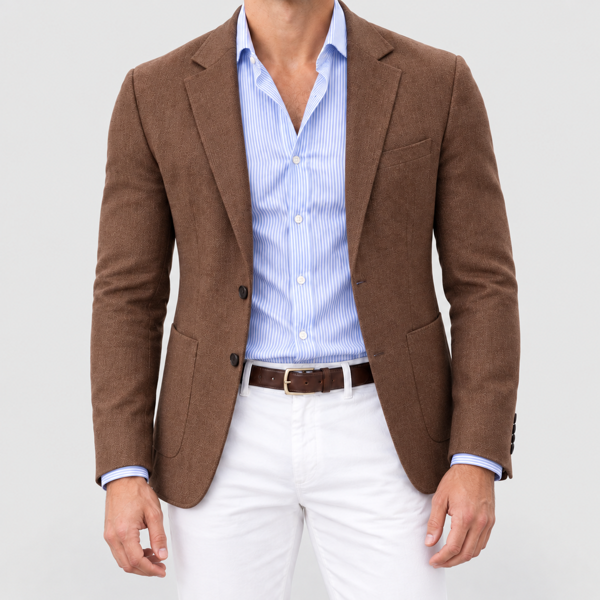 Men's Soft Knit Blazer Jacket with Tailored Fit in Brown — view 5